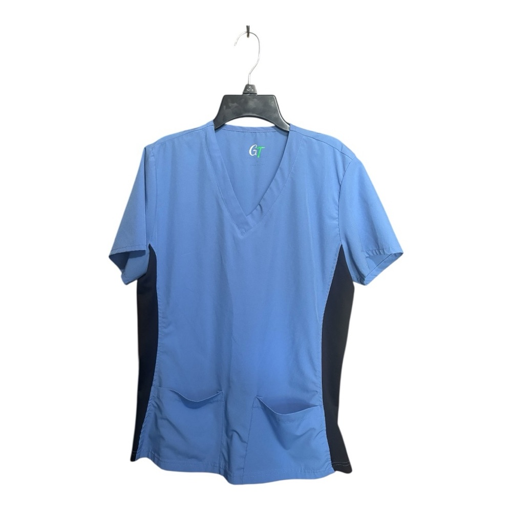 GT Women's Blue and Black V-Neck Scrub Top